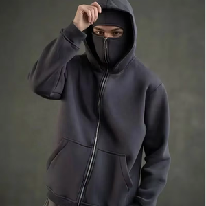 Chất lượng cao Balaclava đầy đủ Zip Up Hoodies người đàn ông tùy chỉnh trang phục Tracksuit mặt nạ áo khoác ngoài trùm đầu Áo khoác Activewear - Product Image 1