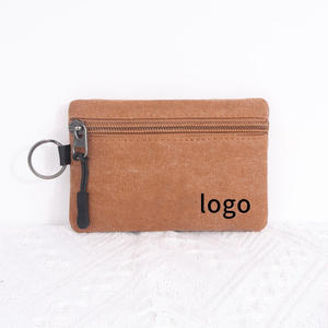 Groothandel op maat gemaakte vintage duurzame draagbare kleine canvas portemonnee met rits, zacht handvat, multifunctionele muntportemonnee, cosmeticaschuitje, sleutelhanger - Product Image 3