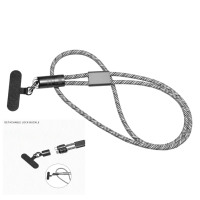 Kabel pengisi daya, tali gantung mode trendi 2-in-1 60w 3a hitam nilon kepang kabel pengisian daya ponsel Lanyard selempang kabel Tipe c pengisian cepat