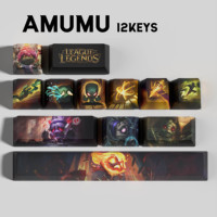 Ensemble de 12 touches PBT pour clavier de jeu, thème Arcane Jinx Game Champion de League of Legends, profil OEM, sublimation thermique, LOL