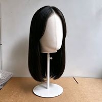Présentoir autoportant en métal blanc avec dôme en toile pour perruques et chapeaux, tête de mannequin blanche