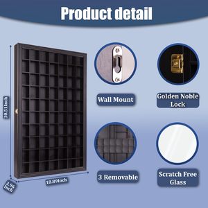 New Design Wholesale 70 Slot Shot Display Case Removable Giant Whiskey Cup Shadow Box Frame with UV Protection Acrylic Door - Product Image 3