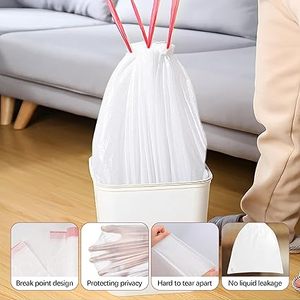 Sacs poubelles en plastique séparables Huamaohengchun avec cordon de serrage, résistants aux déchirures, pour salle de bain, bureau, maison, chambre, petit panier à déchets - Product Image 6
