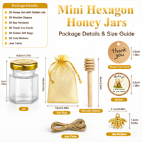 Prix d'usine – Pot en verre hexagonal transparent personnalisé avec logo, 45 ml, 35 ml, avec couvercle, pour miel, confiture, stockage alimentaire, sauces