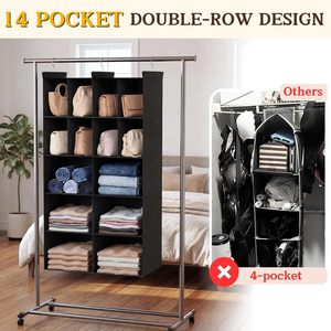 Organizador de Armario Colgante con 14 Compartimentos, 33x15x85cm, Almacenamiento de Ropa de Tela No Tejida para Dormitorio - Product Image 4