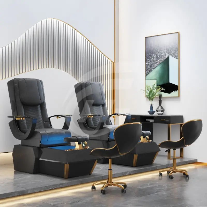 Fernbedienung Schwarz Maniküre Stuhl Luxus Nagel Spa Salon Ausrüstung Möbel Massage Pediküre Stuhl