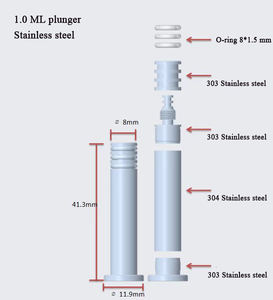 Sıcak tedarikçi baskılı balmumu şırıngalar 1ml cam Luer kilit <span class=keywords><strong>Dab</strong></span> şırınga Metal piston - Product Image 5