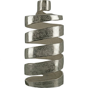 Vase de table en métal au design spirale, fait main, finition argentée, redéfinit le style moderne - Product Image 4