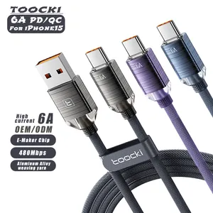 Toocki Good Quality Smart Cable 6a 66w Usb Type C Cable Fast Charge Data Cable For Iphone Huawei