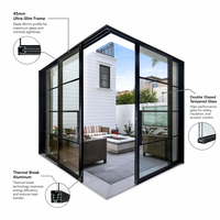 Porte coulissante en verre minimaliste LuxView en aluminium, cadre ultra-fin, double vitrage, porte française de luxe pour patio résidentiel B2B