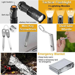 Kit de survie Jied Camp, ensemble d'outils de camping compact de 15 pièces avec boussole, couteau, lampe torche, corde, équipement multifonctionnel - Product Image 2