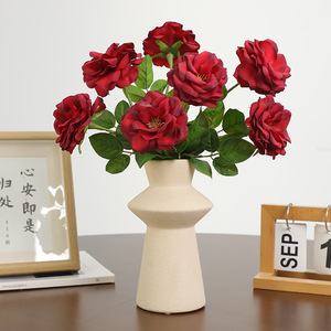 Rose artificielle en soie Huizhen, haute simulation, style minimaliste, pour décoration de mariage et de maison - Product Image 3
