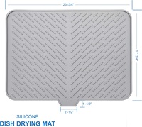 Tapis de séchage de vaisselle en silicone multifonctionnel et hygiénique avec rebord de drainage intégré, durable, réutilisable, écologique, 17x23 pouces, tapis et coussinets