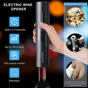 Pembuka botol anggur pintar, alat pembuka botol elektrik otomatis dengan pengisian USB rumah dan dapur