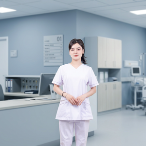 Ensemble de blouses médicales pour femmes - Design col cœur, tissu tissé avec élasthanne, logo personnalisé disponible - Product Image 3