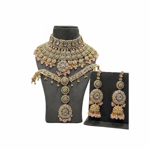 Gold Plated Kundan Stone and <b>Beads</b> Meenakari Bridal <b>Set</b> 10581366LPI Exquisite Fine Jewelry for Brides - Product Image 2