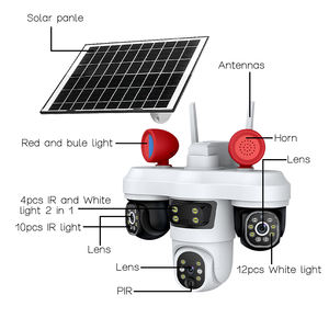 V380proソーラー4G SIM CCTVカメラ8Wパネル8000mAhバッテリー3レンズ10xズーム6MP CMOS PIRアラームGSM防水内蔵マイク - Product Image 2