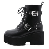 Bottes punk pour femmes CHENO, plateforme personnalisée, style gothique, blanches, vintage, sexy, avec rivets