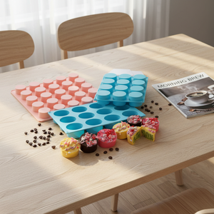 Ensemble de moules à gâteau Naike - 2 tailles différentes, moules en silicone, 24/12 cavités, sans BPA, compatibles lave-vaisselle et four, comprend 2 spatules - Product Image 4