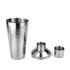 Shaker à cocktails Martini professionnel 3 pièces martelé en acier inoxydable SS304 de 700 ml avec passoire intégrée - Product Image 3