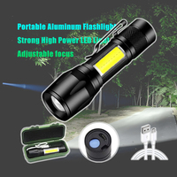 1000 Lumen puissant 3Modes Mini porte-clés LED zoomable d'urgence COB + XPE batterie USB Rechargeable LED lampes de poche torche tactiques