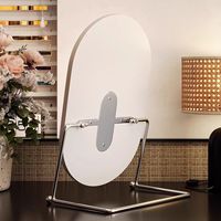 Miroir de maquillage ovale rétro à LED avec 3 couleurs de lumière, gradation progressive, charge de type C et rotation à 360 degrés