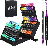 Offre Spéciale Non Toxique Doux Brosse Aquarelle Stylo fournitures scolaires 80 /100/120 Couleurs Double Conseils Marqueur Pinceau Stylo Ensemble Art Marqueur