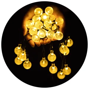 globe outdoor solar string lights waterproof led string 20ft 30leds fairy bubble crystal ball holiday party decoration lights