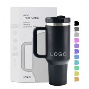Custom Logo 40oz & 30oz Tumbler Double Wall Stainless Steel Vacuum <b>Insulated</b> Travel Coffee <b>Mug</b> With Handle & Leakproof Lid - Product Image 2
