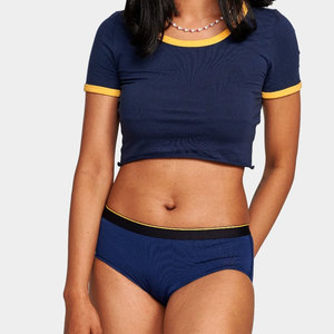 Sous-vêtements pour femmes respirants et écologiques à taille haute avec logo personnalisé, service OEM, design sans couture, motif uni, 2 pièces - Product Image 4