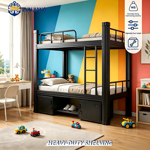 Letto a Castello in Acciaio di Alta Qualità con Contenitore, per Ragazze, Misura Full Size, con Spazio per Camera da Letto e Contenitore Integrato - Product Image 1