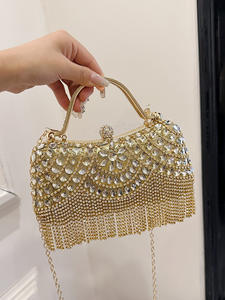 New Full Diamond Tassel Light Handbag For Women 2025 Ladies Party Party <b>Gold</b> <b>Evening</b> <b>Bags</b> Designer Sac - Product Image 4