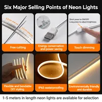 Bande lumineuse LED néon USB 5V étanche IP65, en silicone élastique, avec interrupteur tactile, réglable, pour décoration extérieure et intérieure, facile à installer