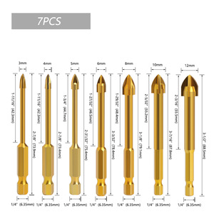 Lavie Hex Shank <b>Drill</b> <b>Bits</b> 3-12mm TiCN Coated For <b>Wood</b> Ceramics Glass Metal Drilling - Product Image 4