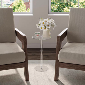 Mesa de Centro Moderna de Acrílico para Espacios Pequeños, Dormitorio/Sala de Estar, 10" L x 10" W x 21.3" H, Mesa Auxiliar/Lateral, Fácil de Armar, Transparente - Product Image 3