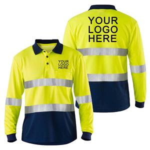 Polo <span class=keywords><strong>de</strong></span> sécurité réfléchissant orange à manches courtes avec bandes segmentées pour les travailleurs du bâtiment, logo personnalisé pour hommes - Product Image 4