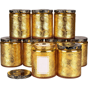 Lọ nến thủy tinh vàng Lọ nến sang trọng đầy màu sắc lọ thủy tinh rỗng - Product Image 1