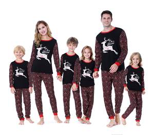 Ensemble de vêtements en coton personnalisés Pyjamas de renne sautant pour enfants Pyjamas de Noël longs en bambou pour garçons pour enfants - Product Image 2