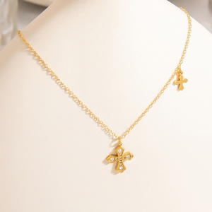 Chaînes en acier inoxydable en gros, bijoux permanents personnalisés, chaîne croix plaquée or, colliers pendentifs tendance pour hommes et femmes - Product Image 4