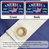 Drapeau rectangulaire double face en polyester pour le 250e anniversaire de l'Amérique, 3x5 pieds, décoration patriotique d'extérieur pour porte d'entrée, porche ou mur