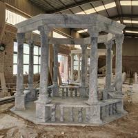Grand Jardin Extérieur Romain Rond Décoratif Pierre de Marbre Blanc Naturel Statue Carrée Piliers Pavillon Italien Gazebo Pergola