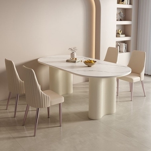 <span class=keywords><strong>Table</strong></span> <span class=keywords><strong>à</strong></span> <span class=keywords><strong>Manger</strong></span> Ovale de Luxe Léger Style Crème, Meuble de Salon et Maison - Product Image 4