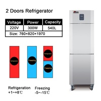 Congélateur vertical pour restaurant, réfrigérateur à double porte, congélateur, frigorifero, frigo, réfrigérateurs commerciaux