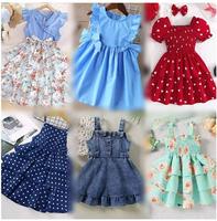 Vêtements d'été pour enfants, nouveau style, robes pour filles, col en dentelle, manches volantes, robe de princesse florale, assortiment aléatoire
