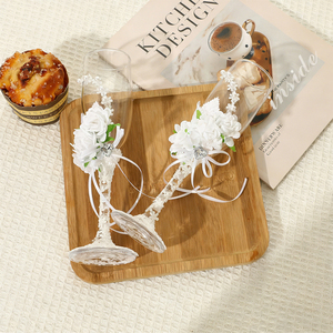 Ensemble de flûtes à champagne créatives pour le toast des mariés, style robe, flûtes à <span class=keywords><strong>vin</strong></span> à pied haut, décoration de mariage, cadeaux - Product Image 4