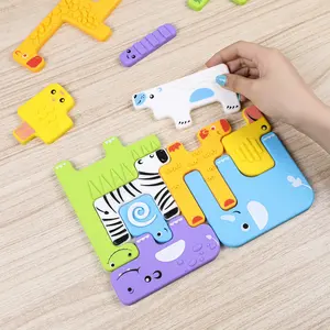 Siliconen Puzzel Montessori Brain Training Jigsaw Kids Montessori Puzzel Kleurrijke Dier Educatief Speelgoed