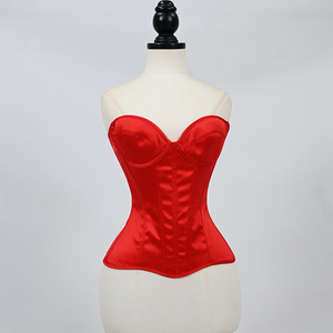 Corset élégant sans bretelles en satin brillant, coupe cœur, avec bonnets moulés et taille gainante pour mariages et banquets formels - Product Image 4