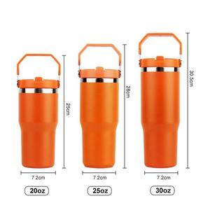Vaso de 30 onzas con asa y pajita con logotipo personalizado, vasos con aislamiento al vacío con pajita abatible y Asa superior - Product Image 2