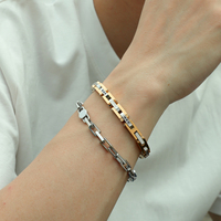 Bracelet chaîne à maillons pour homme en acier inoxydable, avec logo personnalisé, en moissanite, étanche, bijoux de luxe, avec fermoir d'extension réglable