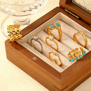 18K Gold Plated Stainless Steel Simple Snake Shape Chunky Wedding <b>Ring</b> Waterproof Jewelry <b>Open</b> Turquoise Zircon <b>Rings</b> for Women - Product Image 1